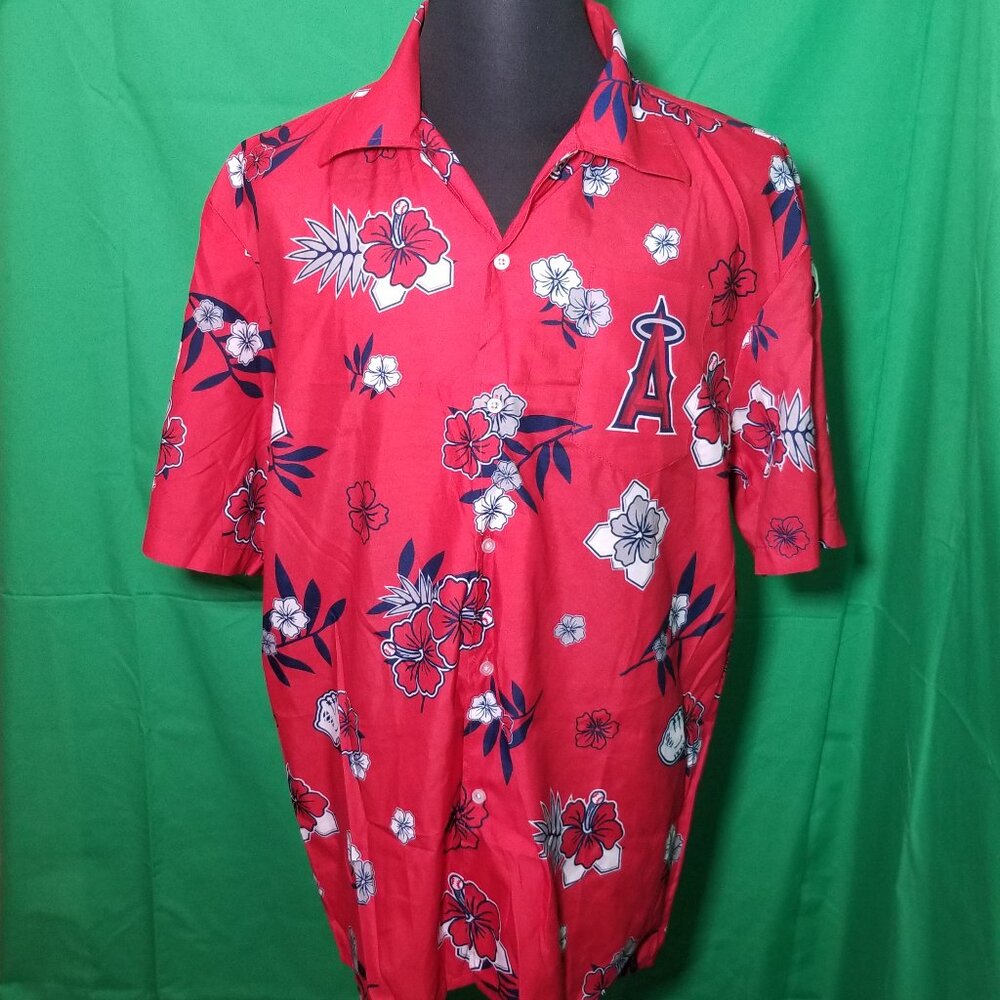 Anaheim Los Angeles Angels SGA 6th Man Hawaiian Shirt Button Mens XL MLB